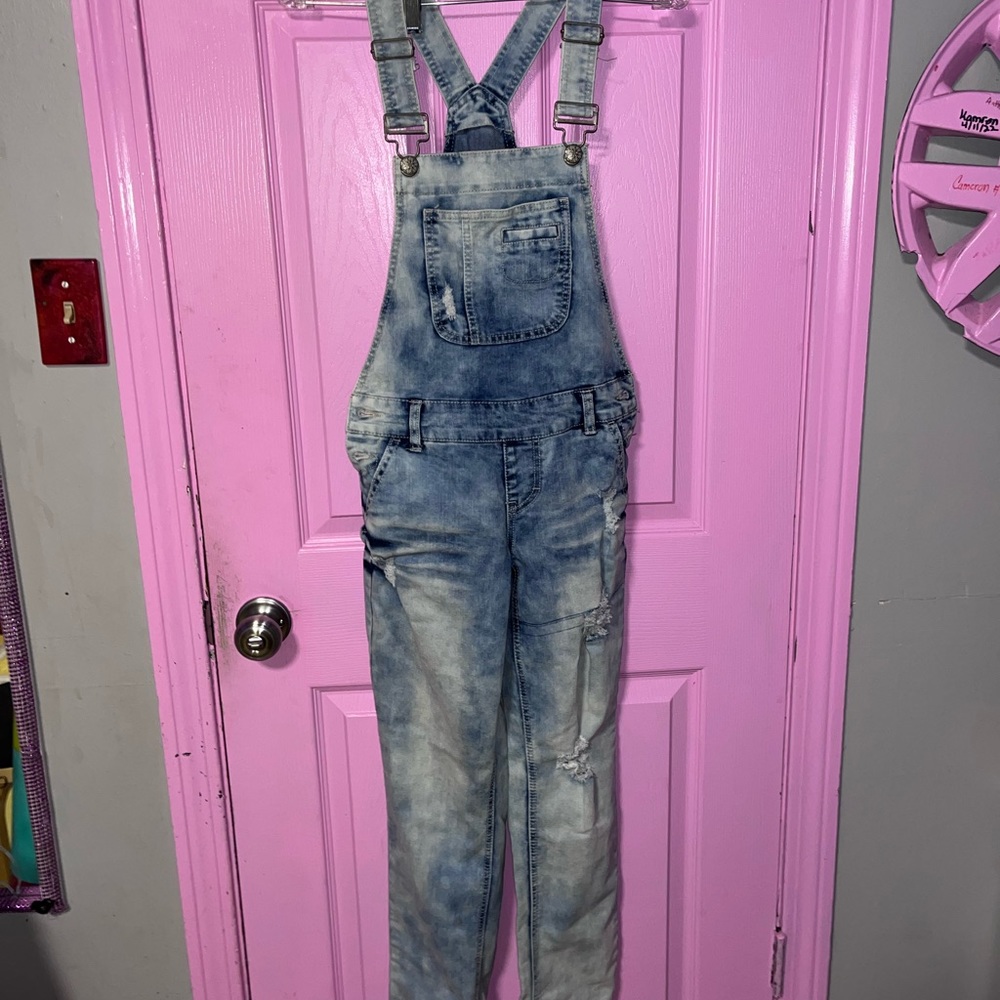 blue spice denim overalls